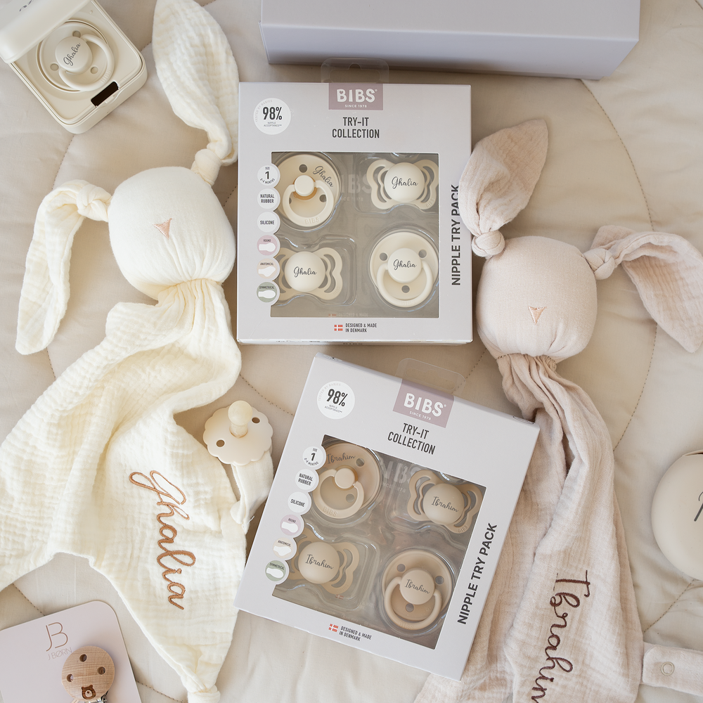 BIBS Try-It Collection - Try 4 Different Pacifiers Pack - Personalisable Baby Products Sold and Personalised by JustBørn