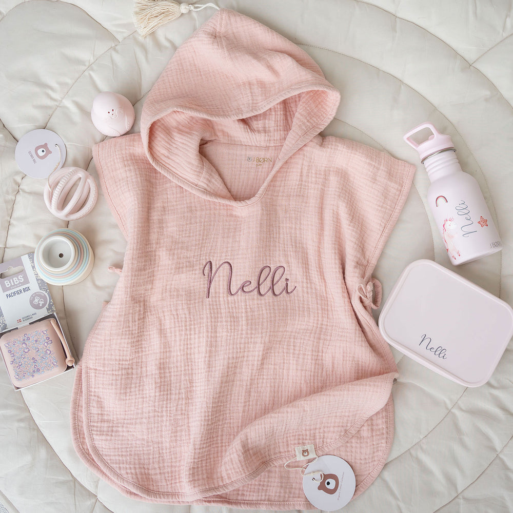JBØRN Organic Cotton Muslin Hooded Poncho - Personalisable Baby Products Sold and Personalised by JustBørn