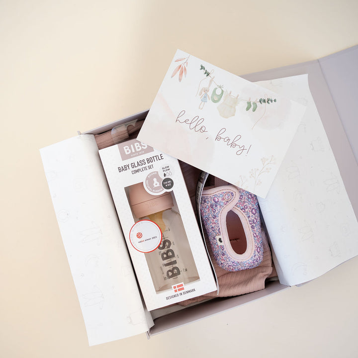 JBØRN x BIBS Baby Shower Gift Set | Organic Cotton Sleepsuit & Matching Baby Bottle - Personalisable Baby Products Sold and Personalised by JustBørn