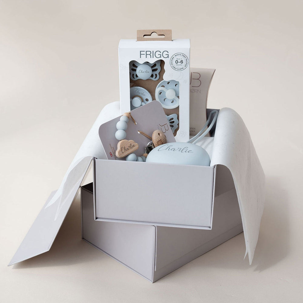 FRIGG Trial Collection Pacifiers & Personalised Holders Set - Personalisable Baby Products Sold and Personalised by JustBørn