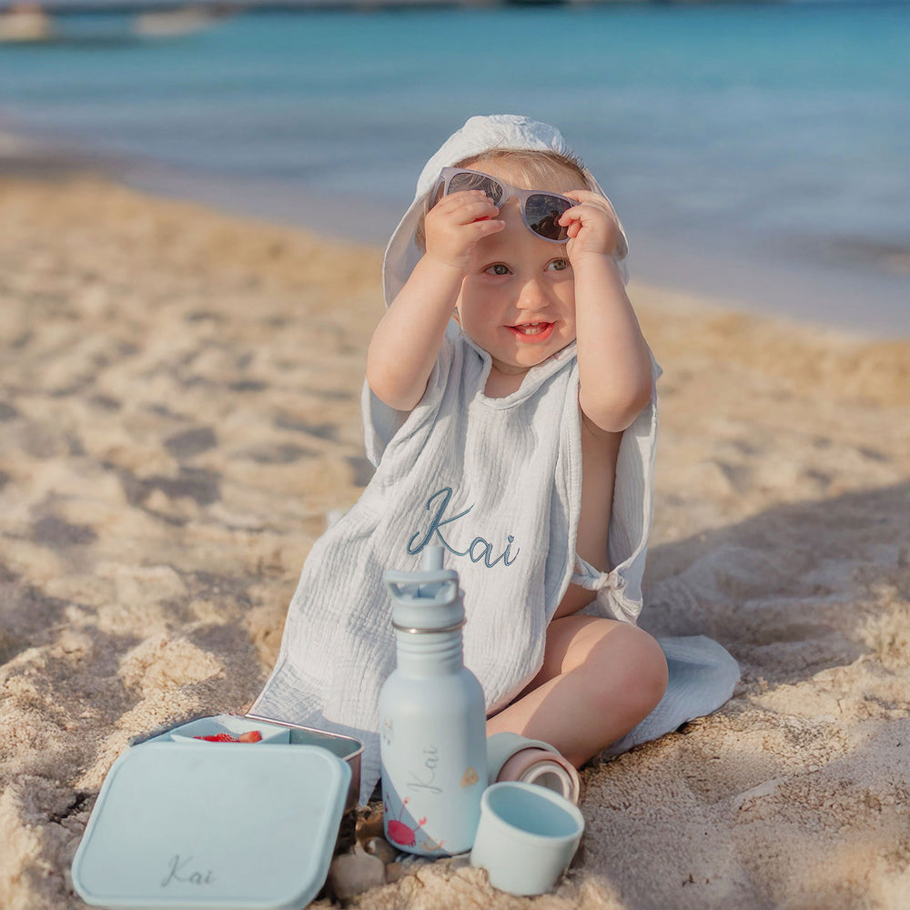 JBØRN Summer Gift Box | Hooded Poncho + Water Bottle + Snack Box - Personalisable Baby Products Sold and Personalised by JustBørn