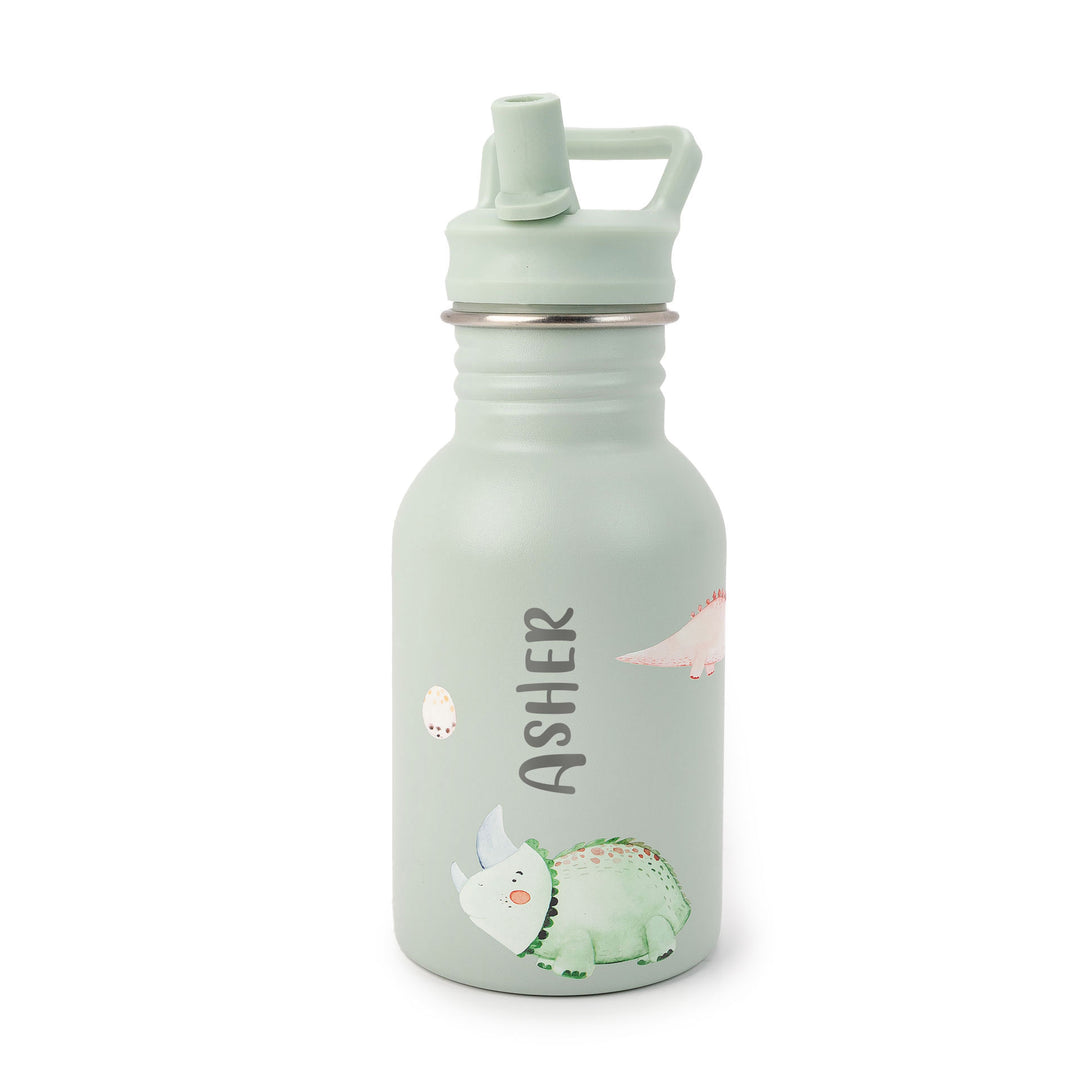 JBØRN Personalised Stainless Steel Kids Water Bottle Dinosaurs Yes - Personalisable Baby Products Sold and Personalised by JustBørn
