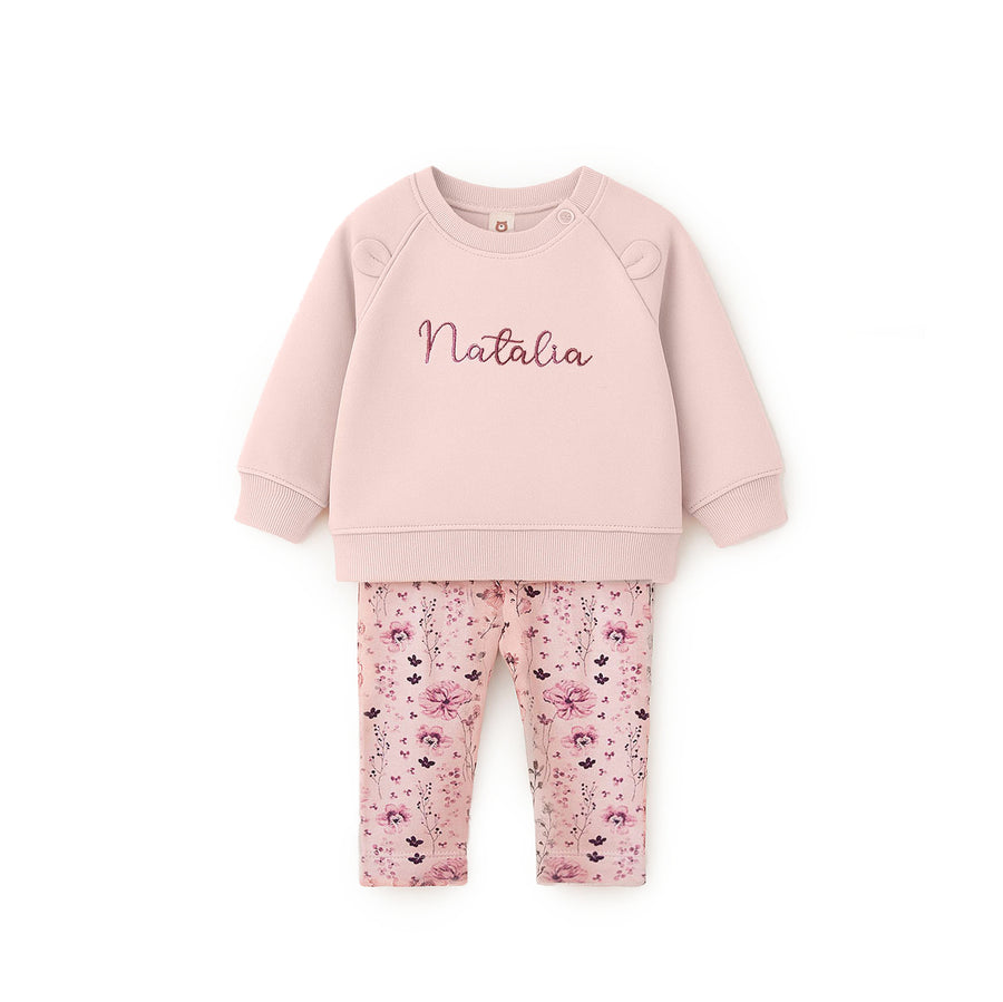 JBØRN Organic Cotton Baby Sweatshirt & Legging Set 0-3 Months Blush Set - Personalisable Baby Products Sold and Personalised by JustBørn