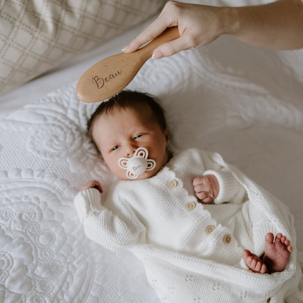 JBØRN - Natural Beechwood Hairbrush & Comb Set | Personalised - Personalisable Baby Products Sold and Personalised by JustBørn