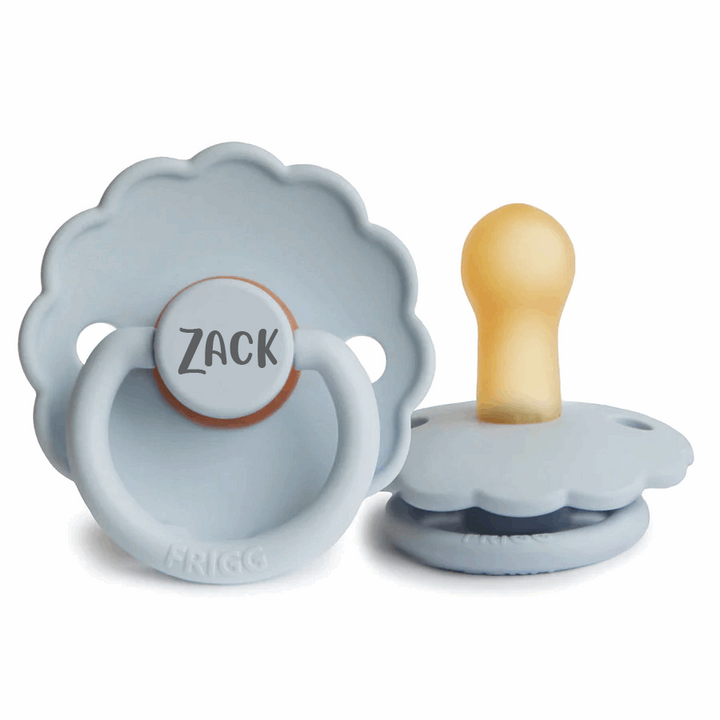 FRIGG Daisy Natural Rubber Latex Pacifier Powder Blue Yes - Personalisable Baby Products Sold and Personalised by JustBørn