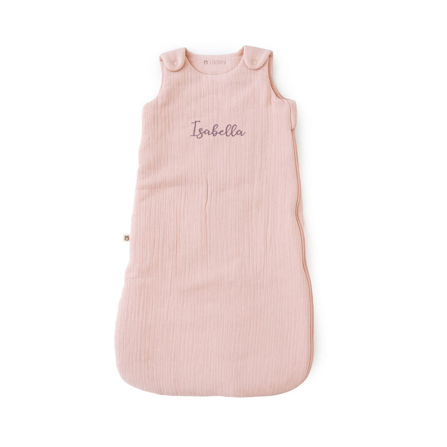 JBØRN Organic Cotton Muslin Sleep Bag | 0-6 Months Blush Yes - Personalisable Baby Products Sold and Personalised by JustBørn