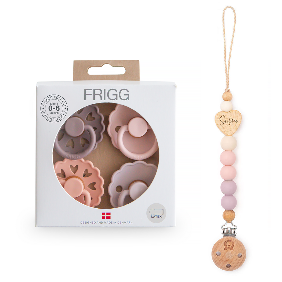 FRIGG Natural Rubber Latex Pacifier Pack of 4 Sunset Bliss Yes - Personalisable Baby Products Sold and Personalised by JustBørn