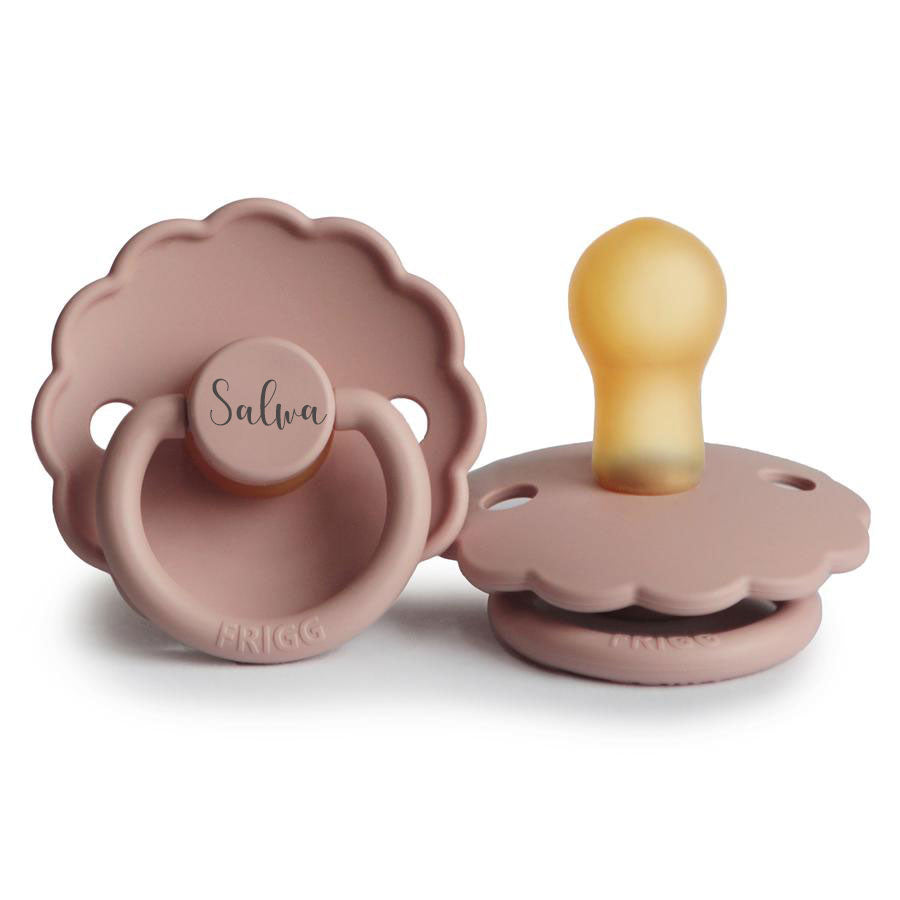 FRIGG Daisy Natural Rubber Latex Pacifier Blush Yes - Personalisable Baby Products Sold and Personalised by JustBørn