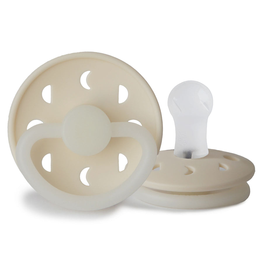 FRIGG Moon Silicone Pacifier Cream Night Glow - Personalisable Baby Products Sold and Personalised by JustBørn