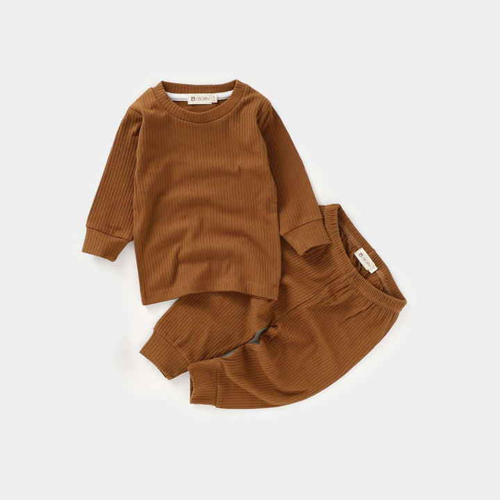 JBØRN Organic Cotton Ribbed Toddler Pyjamas Clay - Personalisable Baby Products Sold and Personalised by JustBørn