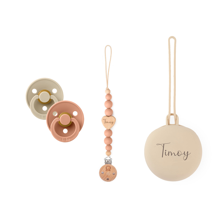 BIBS x JBØRN Set | 2 Pack Pacifiers with Matching Holders