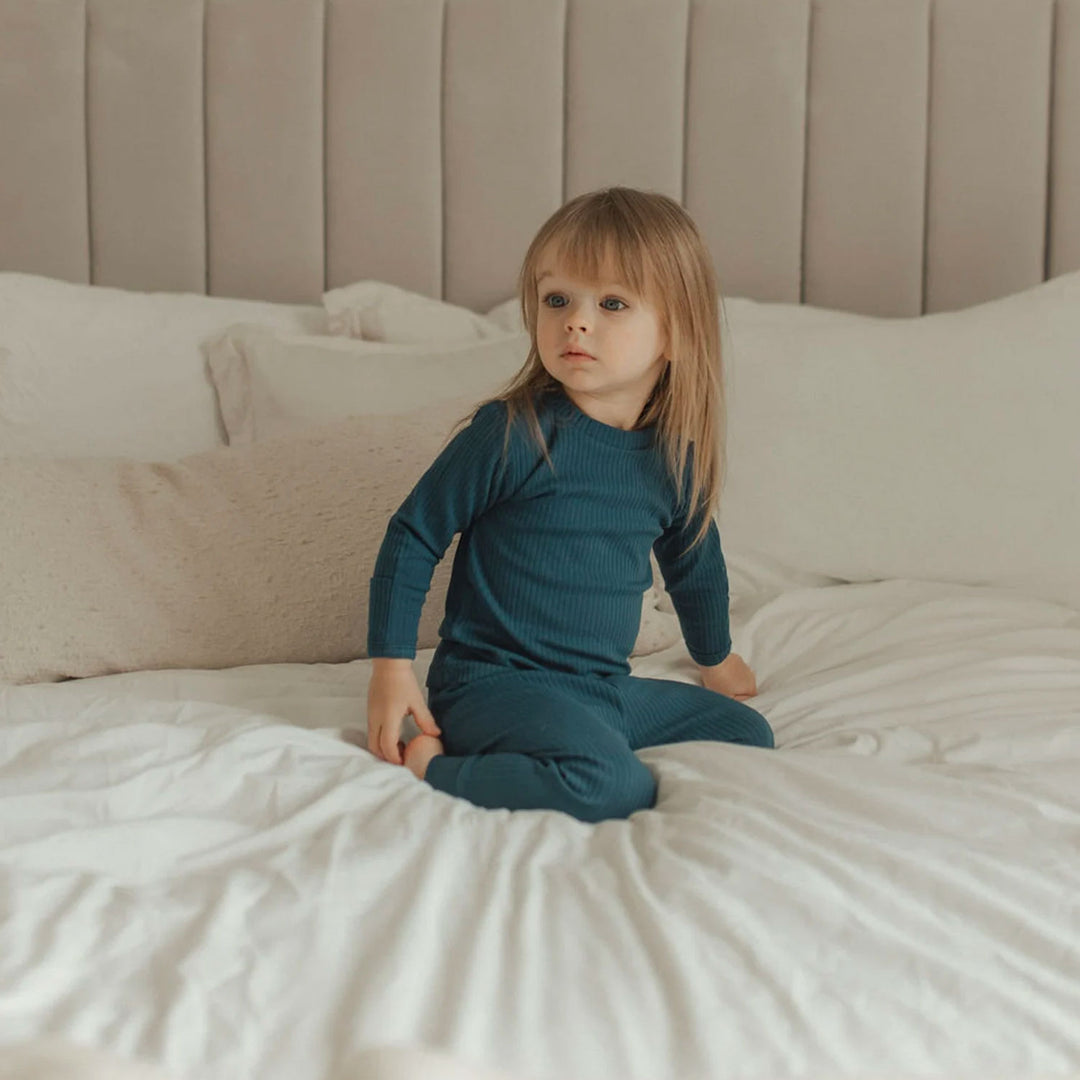 JBØRN Organic Cotton Ribbed Toddler Pyjamas - Personalisable Baby Products Sold and Personalised by JustBørn