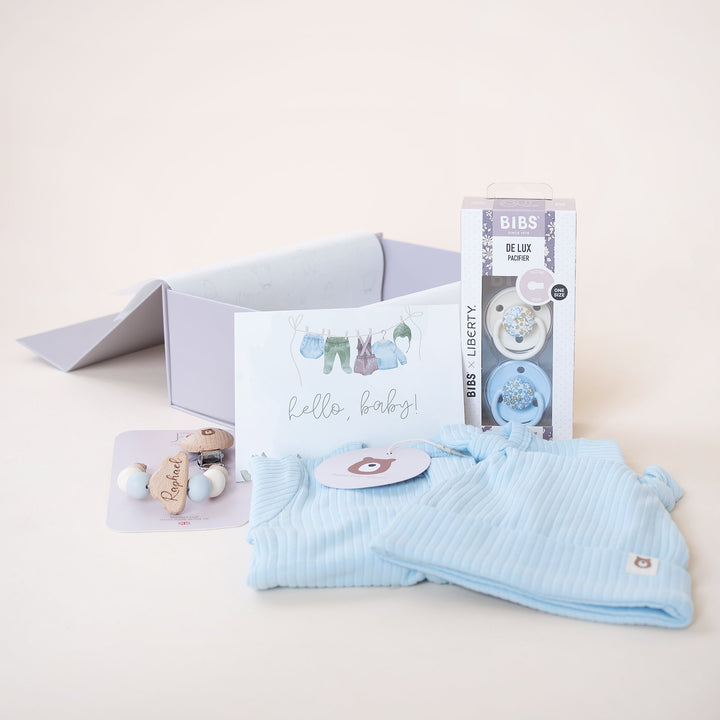JBØRN Organic Cotton Baby Sleep Suit & Pacifiers Set | Baby Boy - Personalisable Baby Products Sold and Personalised by JustBørn