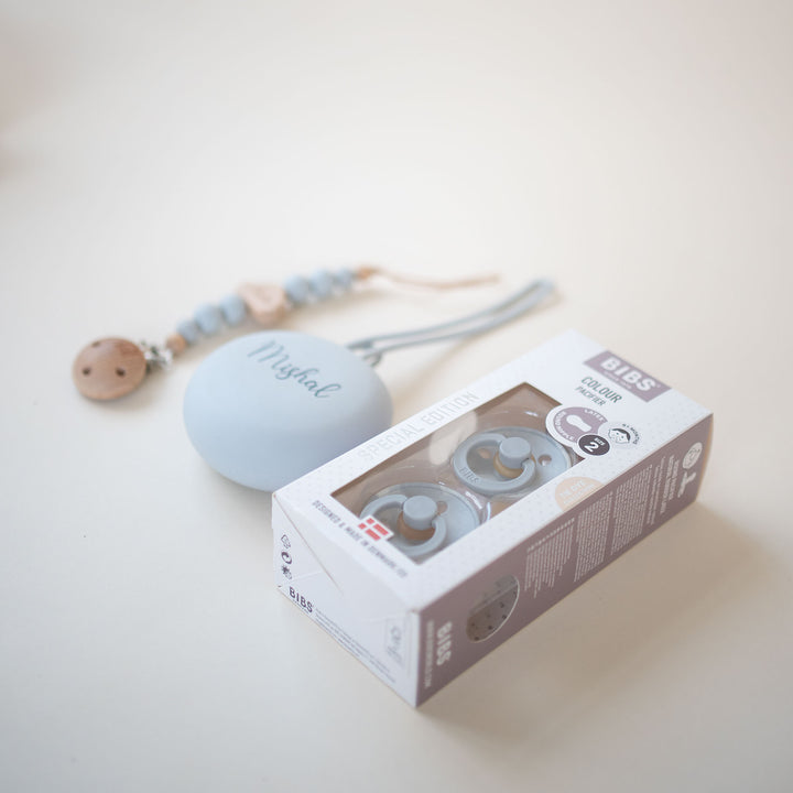 BIBS x JBØRN Set | 2 Pack Pacifiers with Matching Holders - Personalisable Baby Products Sold and Personalised by JustBørn