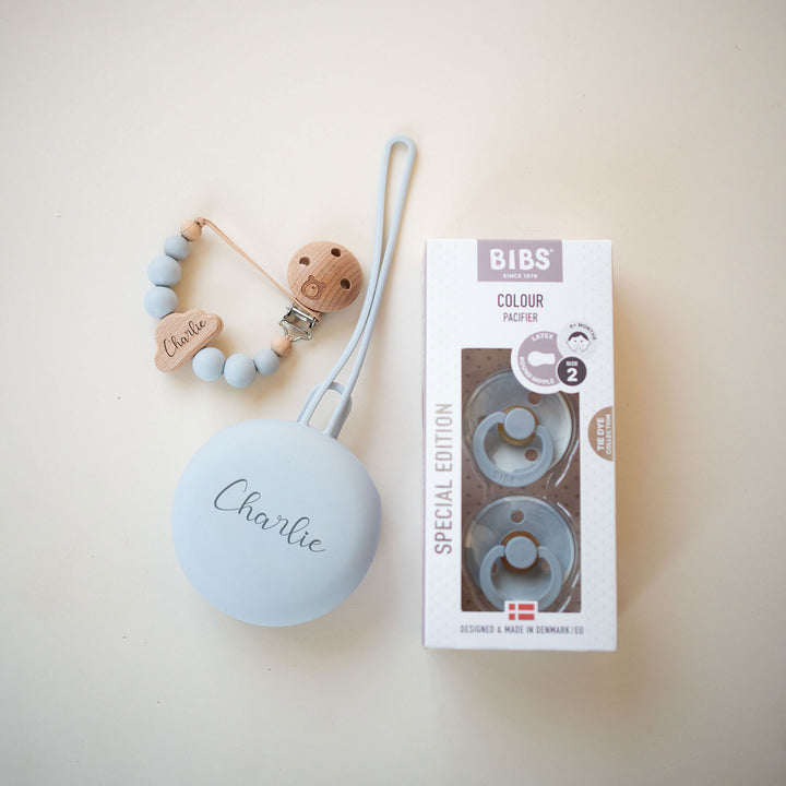 BIBS x JBØRN Set | 2 Pack Pacifiers with Matching Holders - Personalisable Baby Products Sold and Personalised by JustBørn