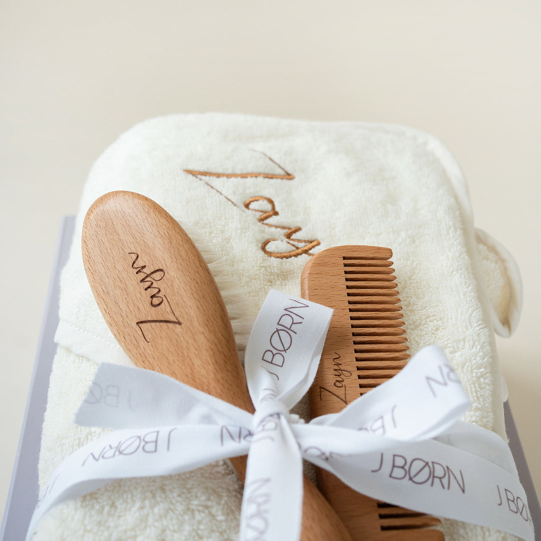 JBØRN - Natural Beechwood Hairbrush & Comb Set | Personalised - Personalisable Baby Products Sold and Personalised by JustBørn