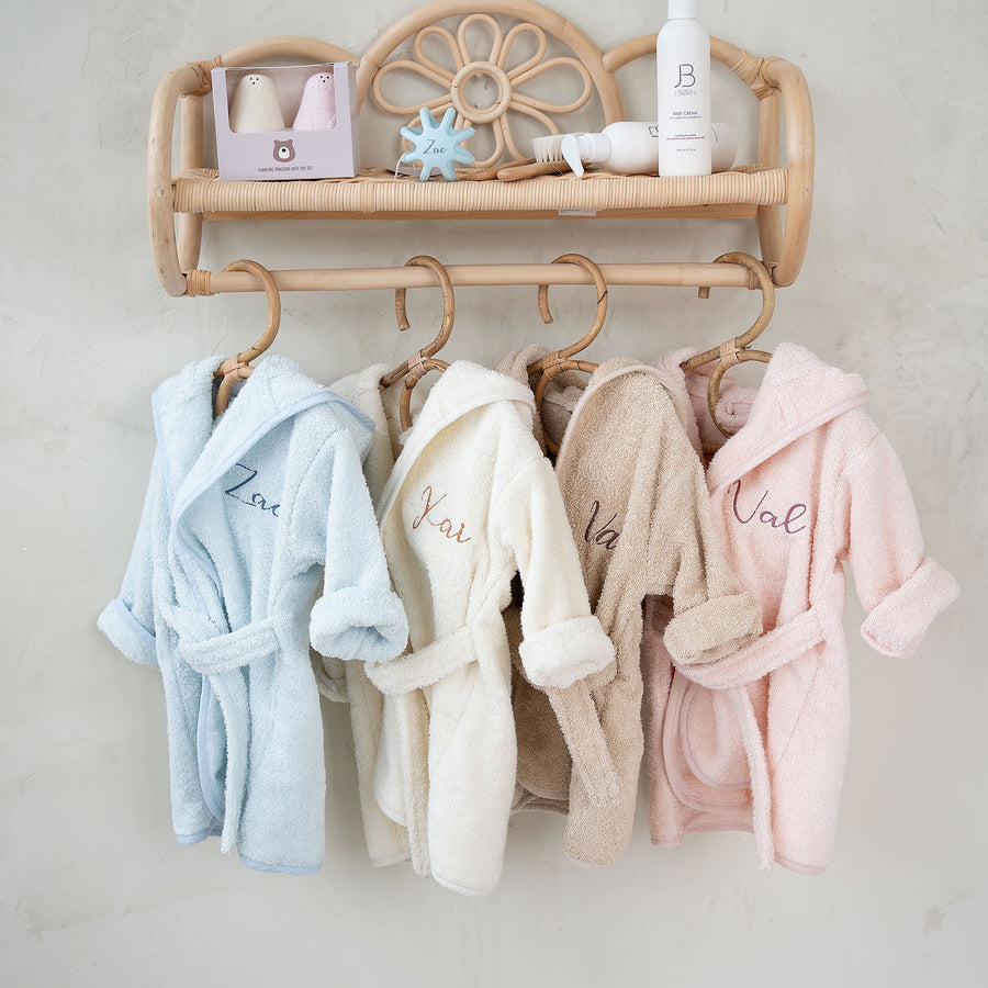 JBØRN Organic Cotton Baby Hooded Towelling Bathrobe (6m-2 years) - Personalisable Baby Products Sold and Personalised by JustBørn