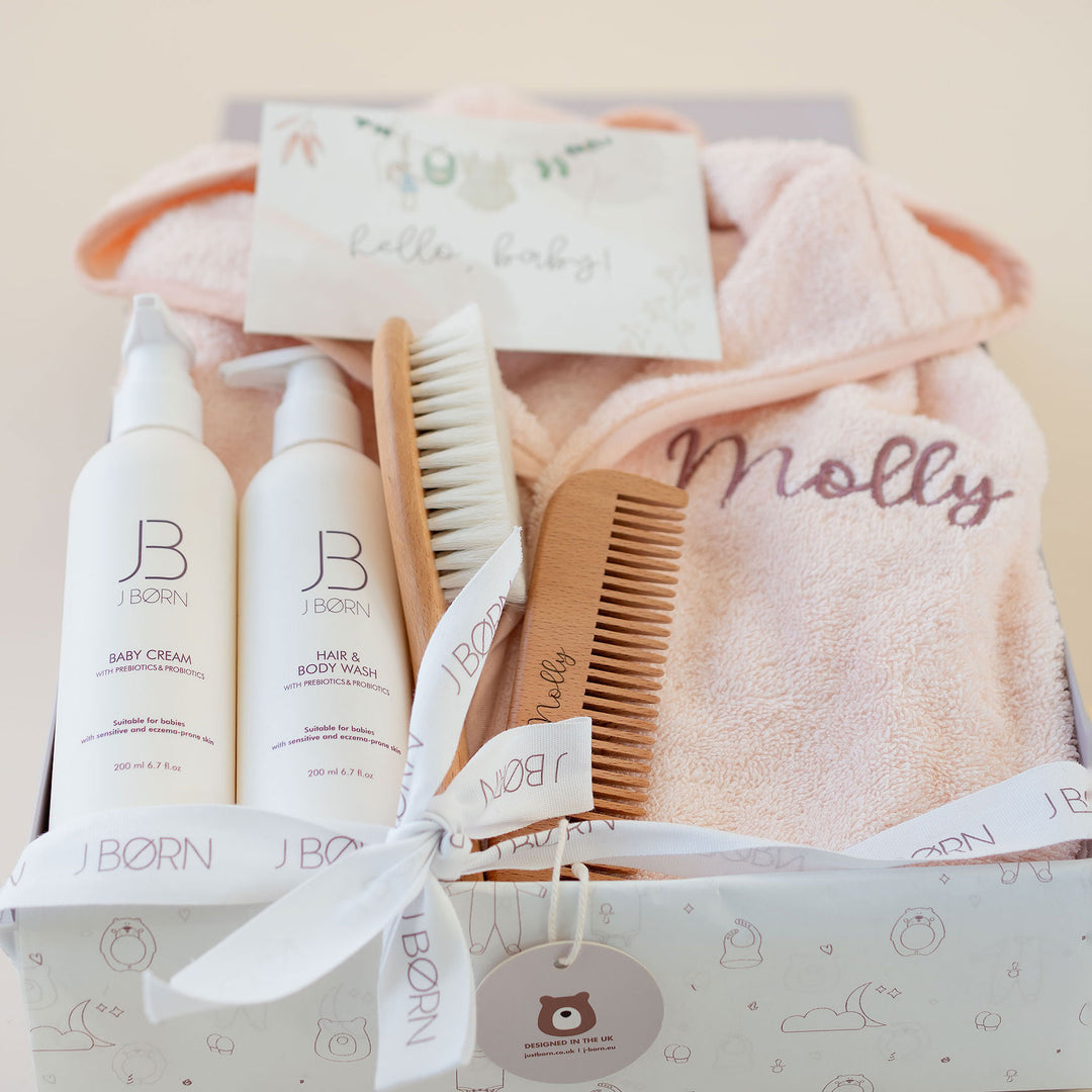 JBØRN Baby Spa Gift Set | Bathrobe, Brush Set & Skincare - Personalisable Baby Products Sold and Personalised by JustBørn