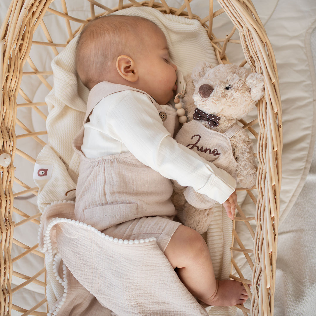 JBØRN Personalised Teddy & Matching Baby Dungarees | Baby Boy Gift Set - Personalisable Baby Products Sold and Personalised by JustBørn