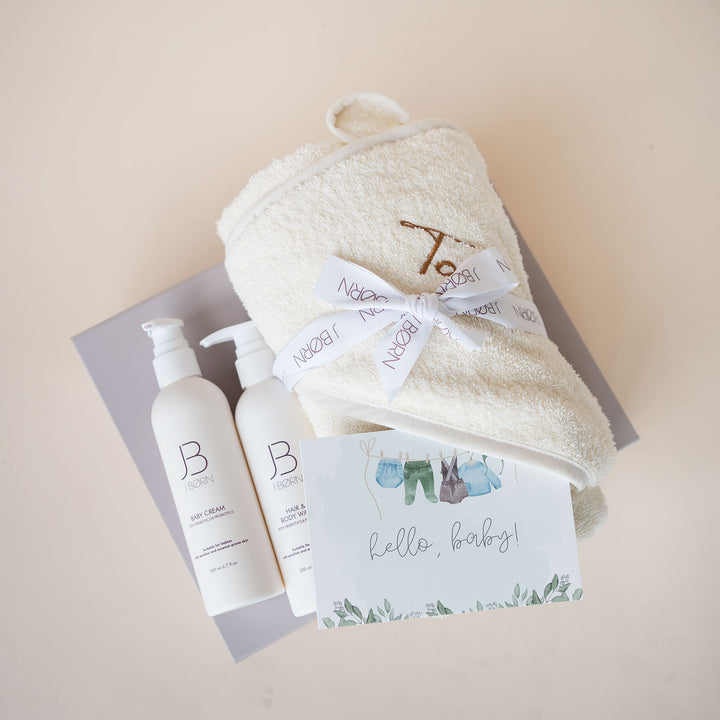 JBØRN Organic Cotton Towel & Skin Care Gift Set