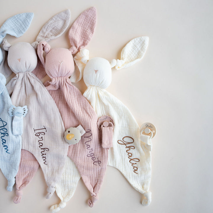 JBØRN Organic Cotton Bunny Comforter with Pacifier Loop - Personalisable Baby Products Sold and Personalised by JustBørn