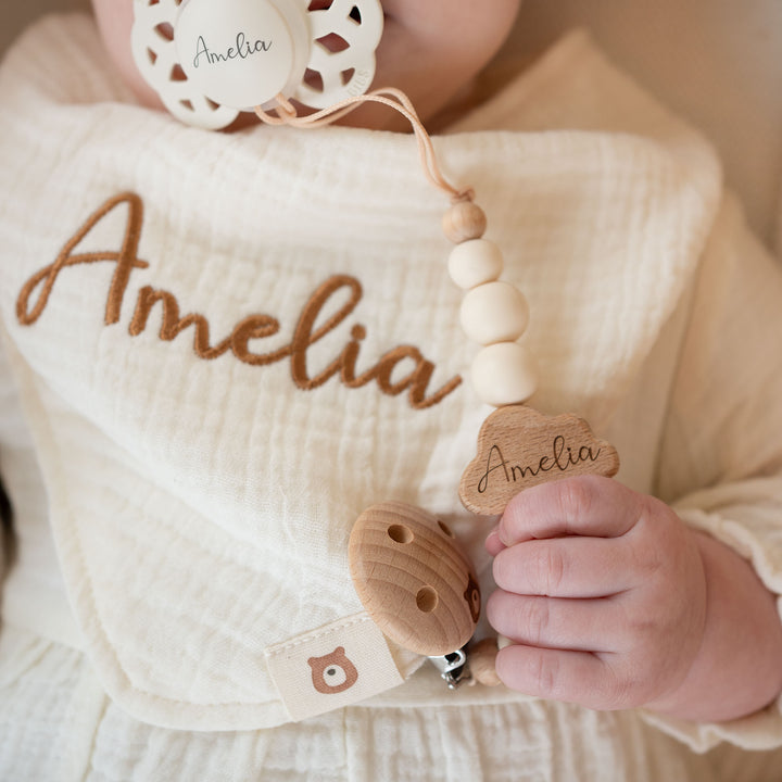 JBØRN Bunny Soft Toy & Matching Baby Bib Gift Set - Personalisable Baby Products Sold and Personalised by JustBørn