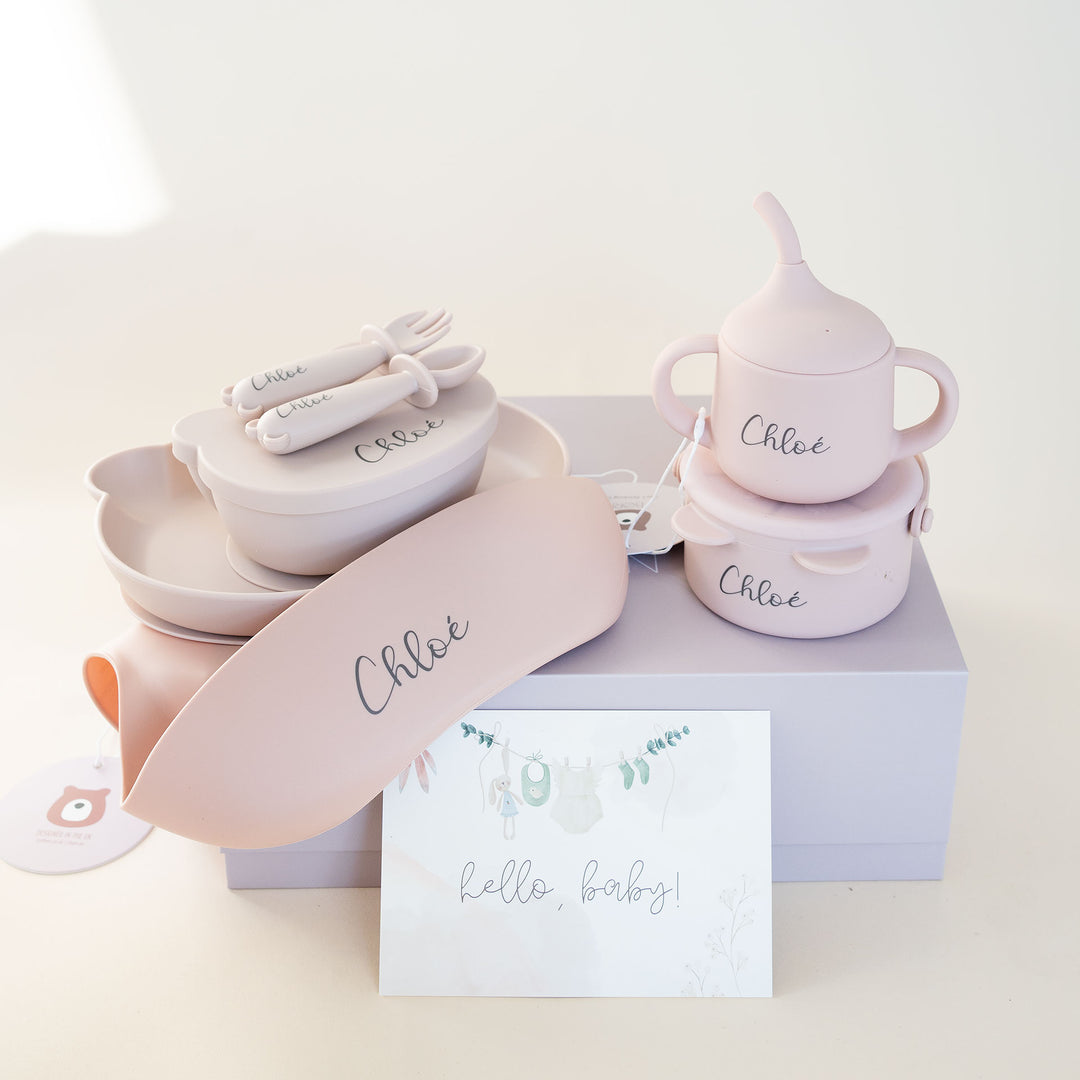 JBØRN Baby Weaning Full Essentials Gift Box Blush - Personalisable Baby Products Sold and Personalised by JustBørn