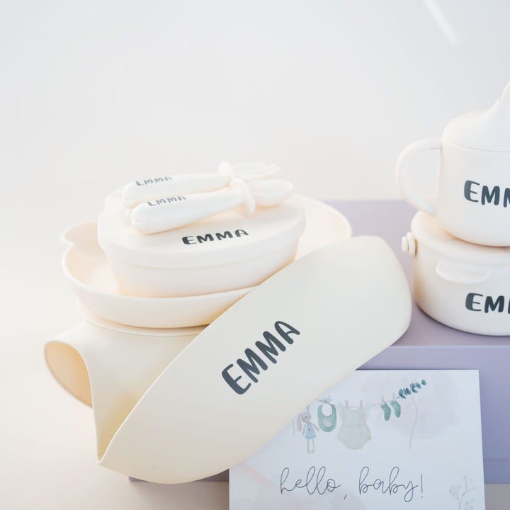 JBØRN Baby Weaning Full Essentials Gift Box Ivory - Personalisable Baby Products Sold and Personalised by JustBørn