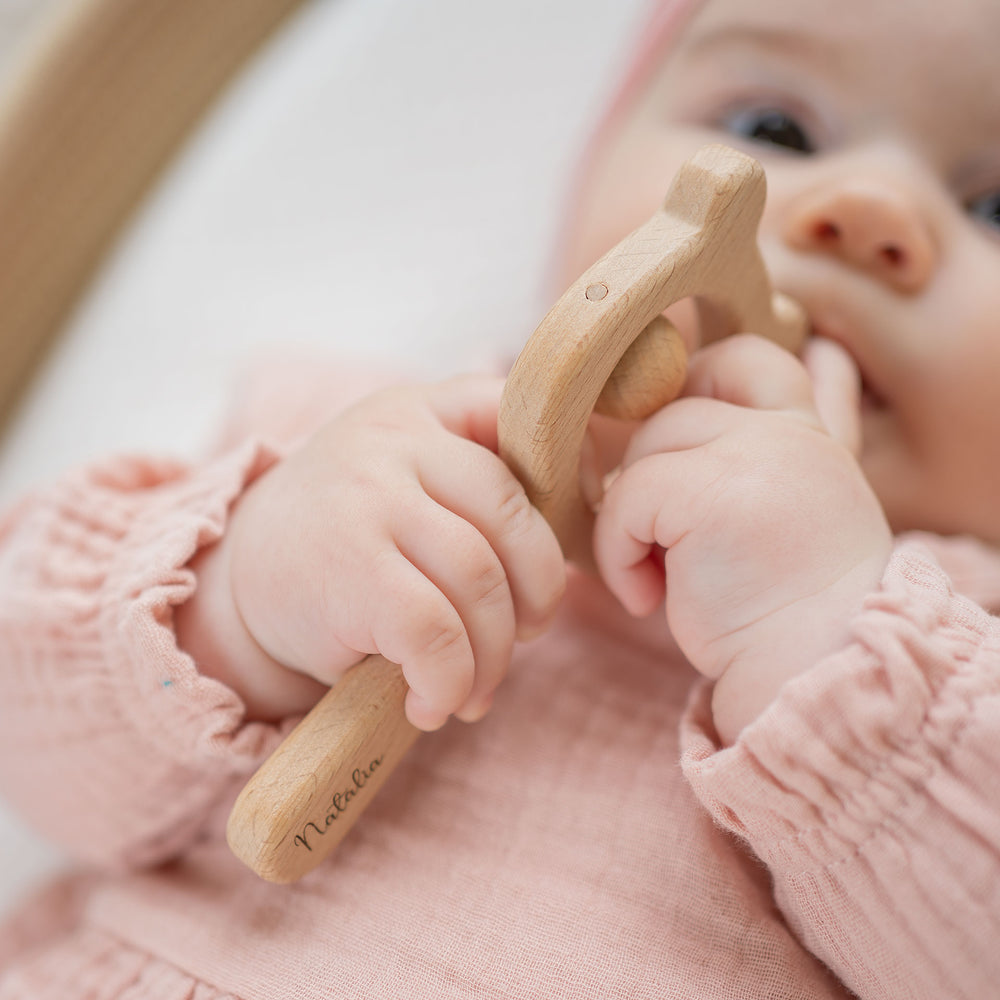 JBØRN Wooden Teddy Rattle | Personalised - Personalisable Baby Products Sold and Personalised by JustBørn