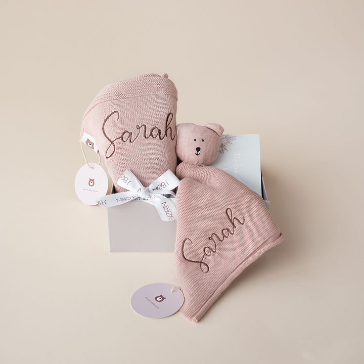 JBØRN Personalised Knitted Blanket & Comforter Gift Box - Personalisable Baby Products Sold and Personalised by JustBørn