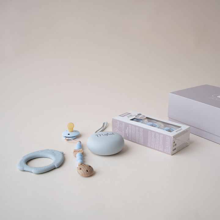 JBØRN X BIBS Gift Box | First Pacifiers with Matching Holders & Personalised Teether - Personalisable Baby Products Sold and Personalised by JustBørn