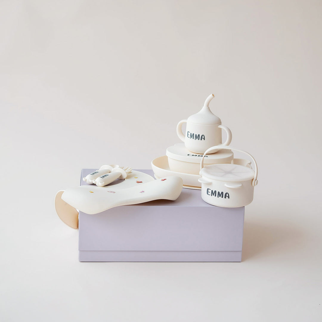JBØRN Baby Weaning Full Essentials Gift Box Cakes Ivory - Personalisable Baby Products Sold and Personalised by JustBørn