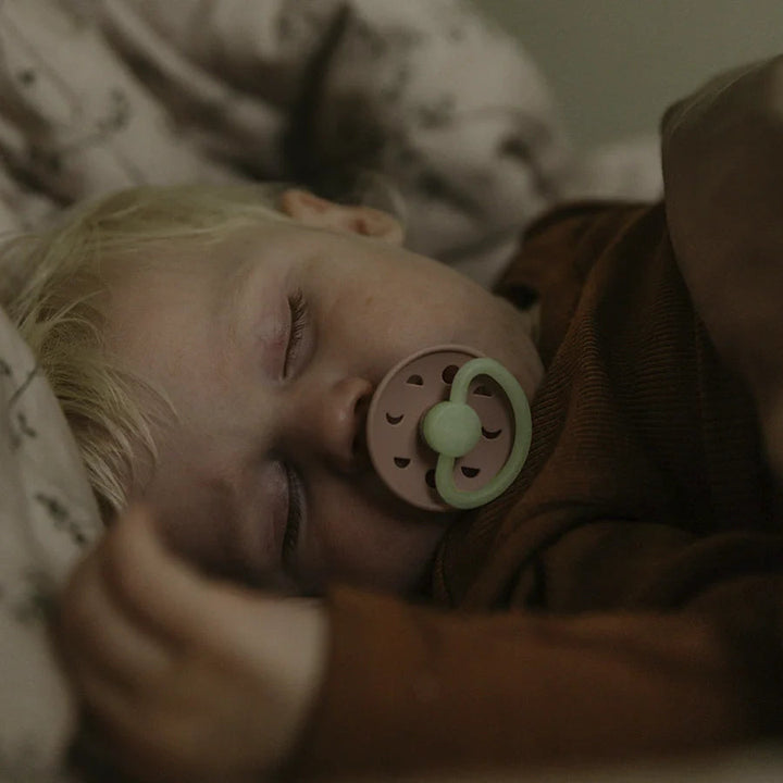 FRIGG Moon Pacifiers & Personalised Holders Set | Glow in the dark Soother - Personalisable Baby Products Sold and Personalised by JustBørn