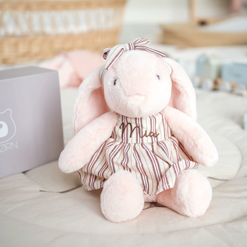 JBØRN Blossom Bunny Soft Toy with Personalised Outfit - Personalisable Baby Products Sold and Personalised by JustBørn