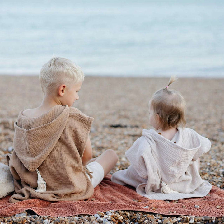JBØRN Organic Cotton Muslin Hooded Poncho | Personalisable - Personalisable Baby Products Sold and Personalised by JustBørn