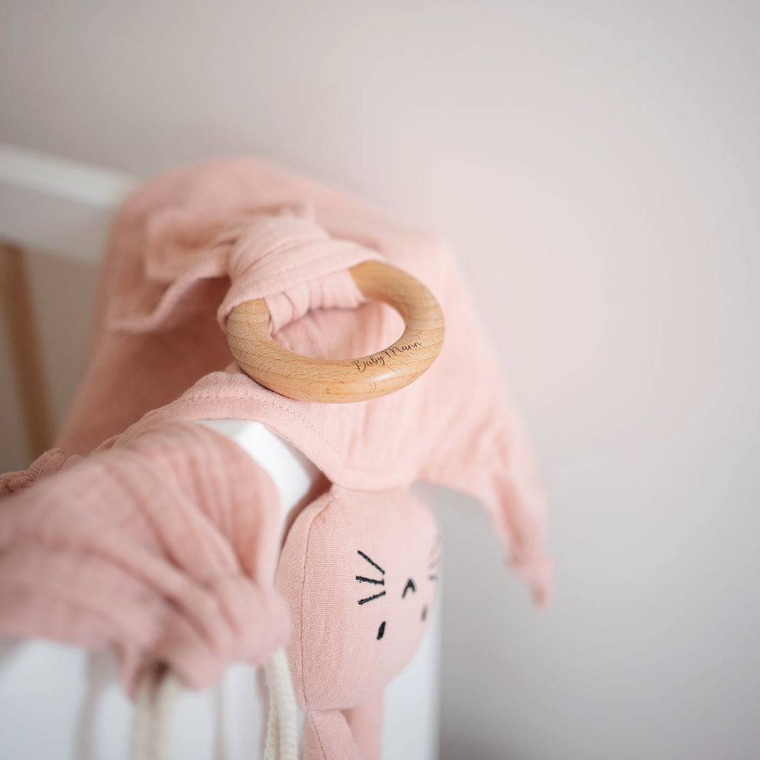 JBØRN Organic Cotton Bunny Comforter & Teether Set - Personalisable Baby Products Sold and Personalised by JustBørn