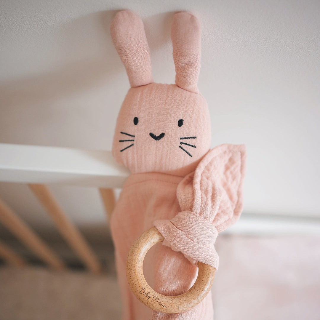 JBØRN Organic Cotton Bunny Comforter & Teether Set - Personalisable Baby Products Sold and Personalised by JustBørn