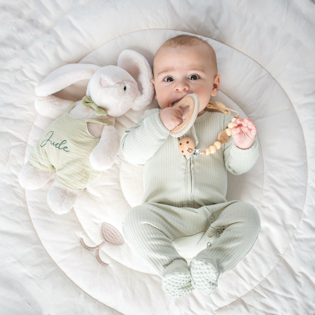 JBØRN Cream Bunny Soft Toy with Personalised Outfit - Personalisable Baby Products Sold and Personalised by JustBørn