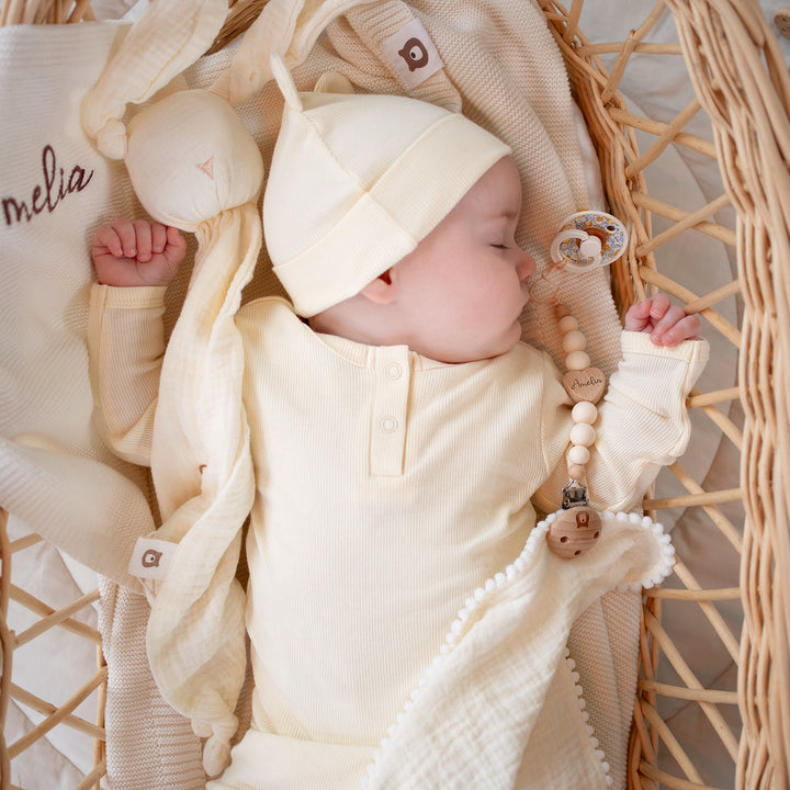 JBØRN Organic Cotton Knotted Baby Sleeping Gown & Hat - Personalisable Baby Products Sold and Personalised by JustBørn