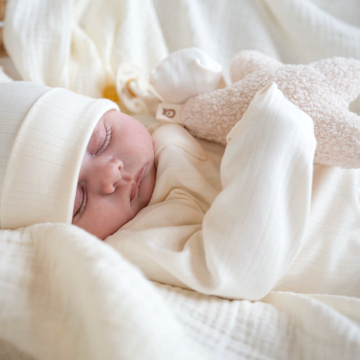 JBØRN Ribbed Bamboo Sleepsuit with Hat | 0–6M - Personalisable Baby Products Sold and Personalised by JustBørn