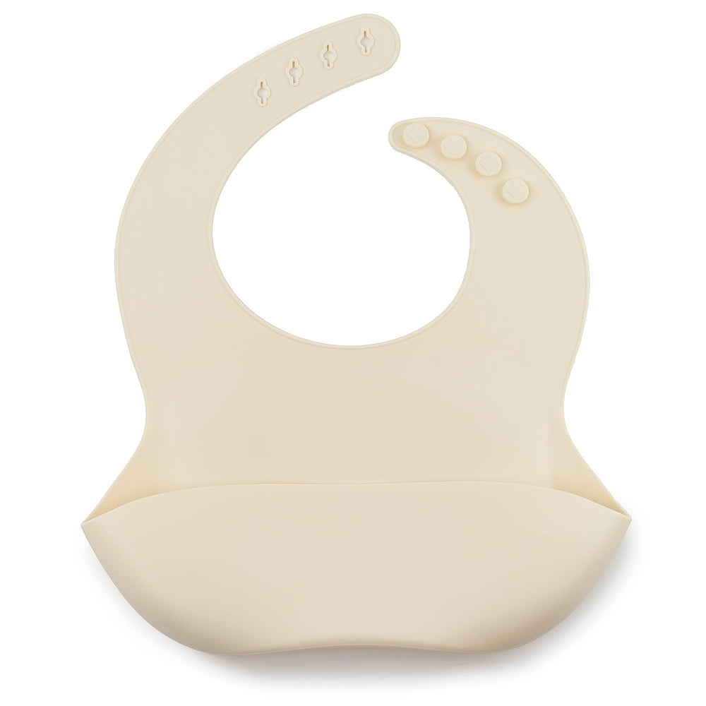 JBØRN Silicone Baby Feeding Bib | Weaning Essentials Ivory - Personalisable Baby Products Sold and Personalised by JustBørn