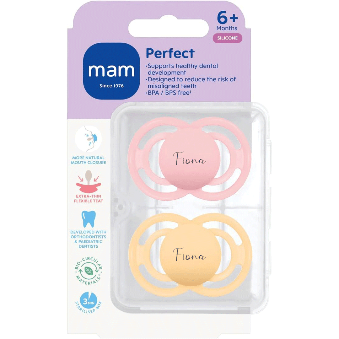 MAM Soother Perfect 6+ Months Baby Pink & Pink Cream Yes - Personalisable Baby Products Sold and Personalised by JustBørn
