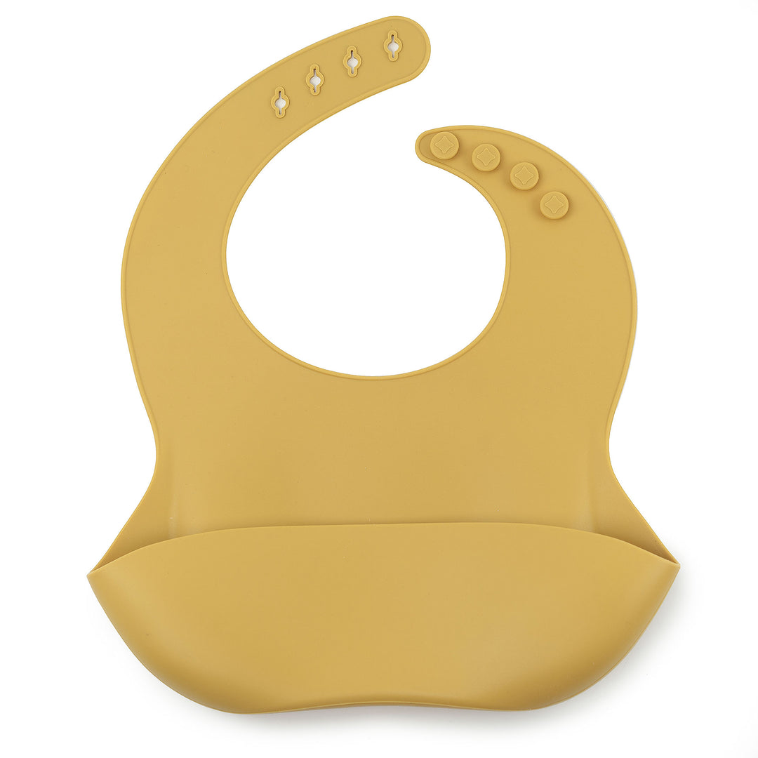 JBØRN Silicone Baby Feeding Bib Mustard No - Personalisable Baby Products Sold and Personalised by JustBørn