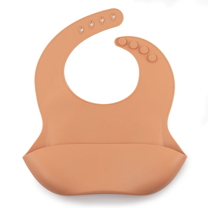 JBØRN Silicone Baby Feeding Bib Peach No - Personalisable Baby Products Sold and Personalised by JustBørn