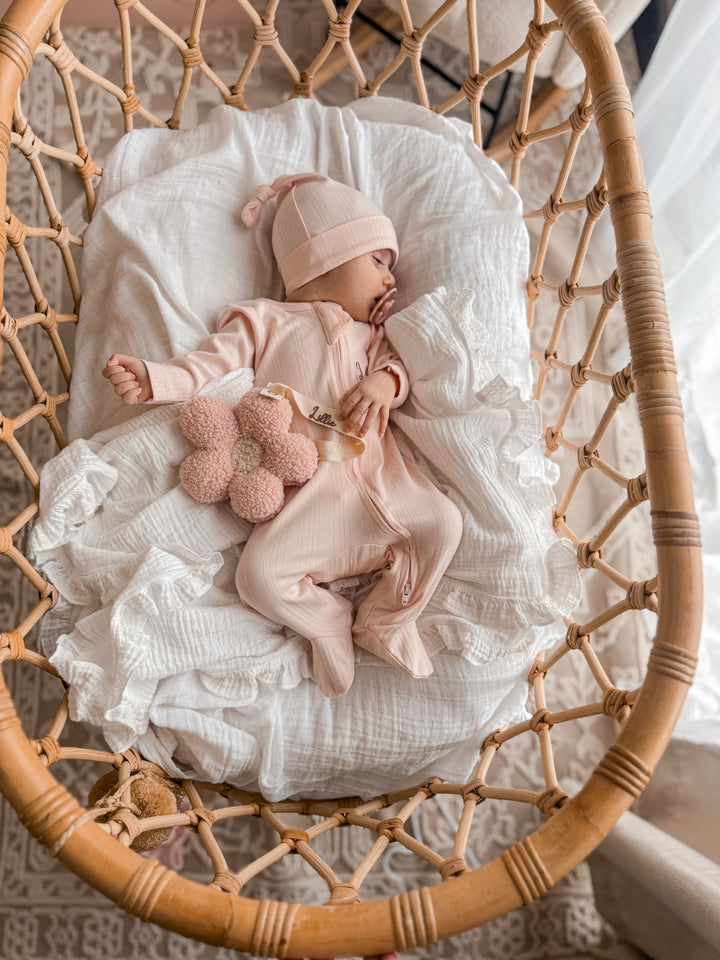 JBØRN Ribbed Bamboo Sleepsuit with Hat | 0–6M - Personalisable Baby Products Sold and Personalised by JustBørn