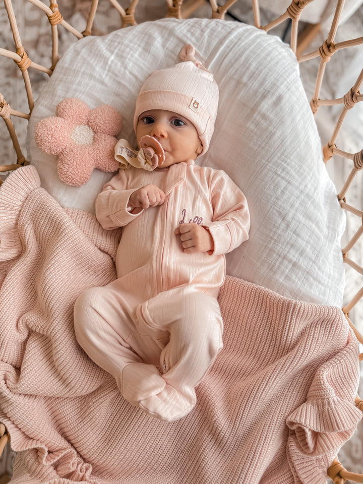 JBØRN Ribbed Bamboo Sleepsuit, Comforter & Pacifier Set - Personalisable Baby Products Sold and Personalised by JustBørn
