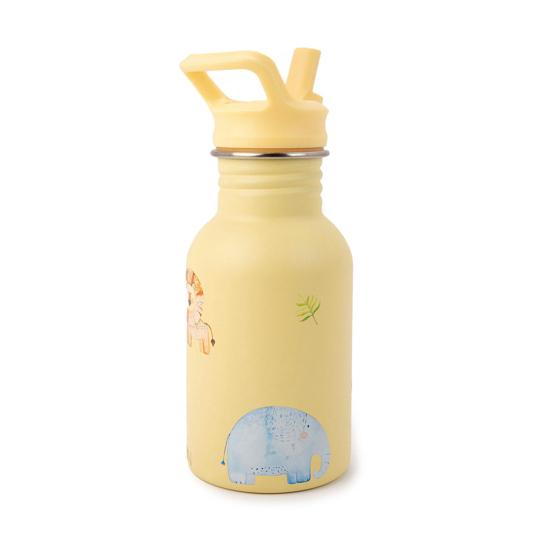 JBØRN Personalised Stainless Steel Kids Water Bottle Safari Park - Personalisable Baby Products Sold and Personalised by JustBørn