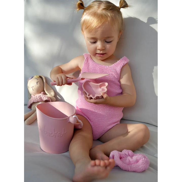 JBØRN Baby Girl Classic Crinkle Swimsuit & Scrunchie 3-4 Years Old Crinkle Baby Pink - Personalisable Baby Products Sold and Personalised by JustBørn