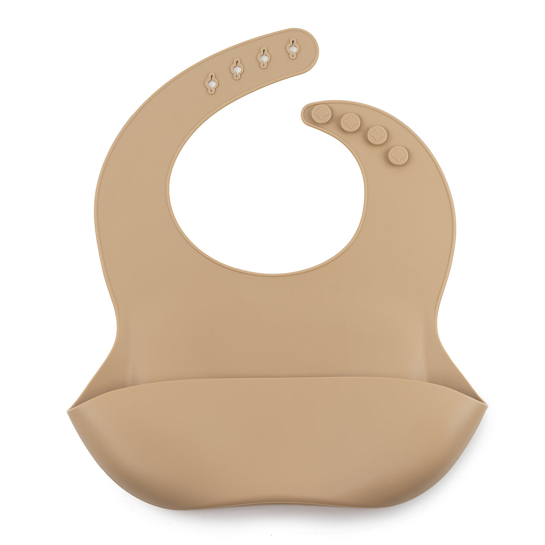 JBØRN Silicone Baby Feeding Bib Taupe No - Personalisable Baby Products Sold and Personalised by JustBørn