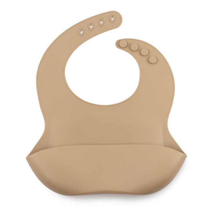 JBØRN Silicone Baby Feeding Bib Taupe No - Personalisable Baby Products Sold and Personalised by JustBørn